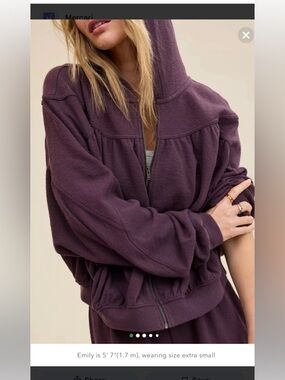 Aerie Soft Life Full Zip With Hood Sweatshirt Cool Berry S
